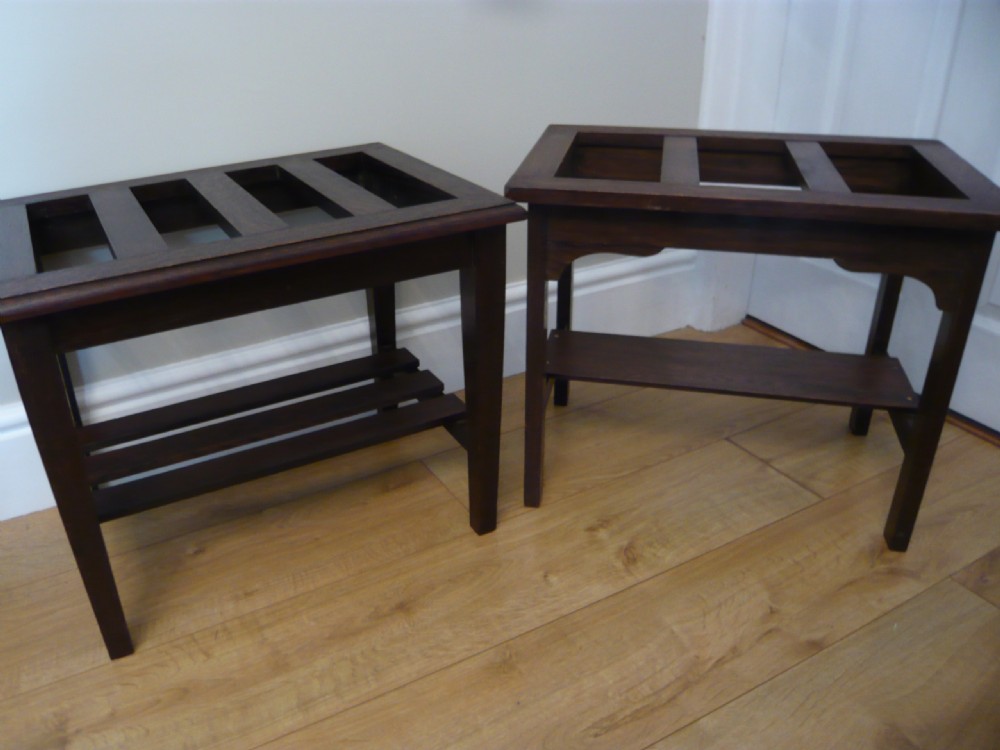 Pair of Solid Oak Luggage Stands Luggage Racks c 1900 View VI