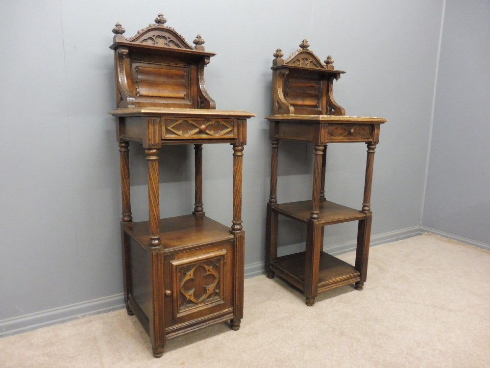 PAIR OF FRENCH MAHOGANY GOTHIC NIGHT STANDS