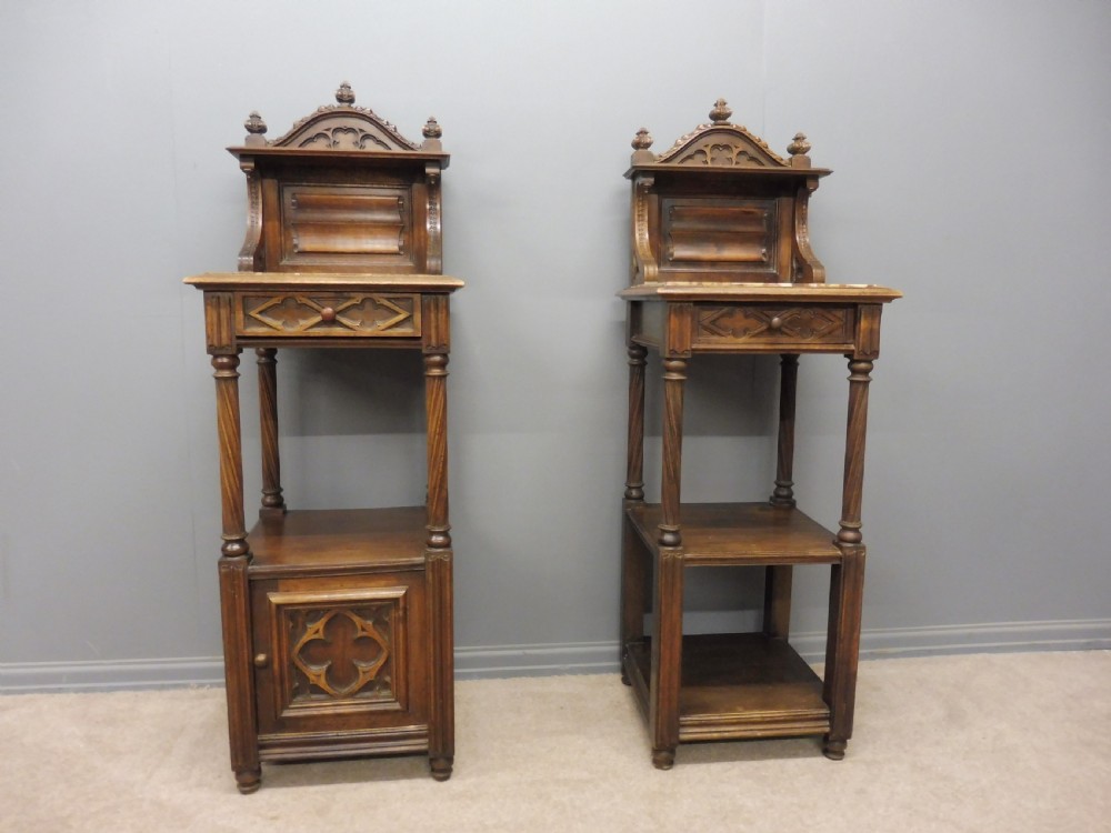 PAIR OF FRENCH MAHOGANY GOTHIC NIGHT STANDS View II