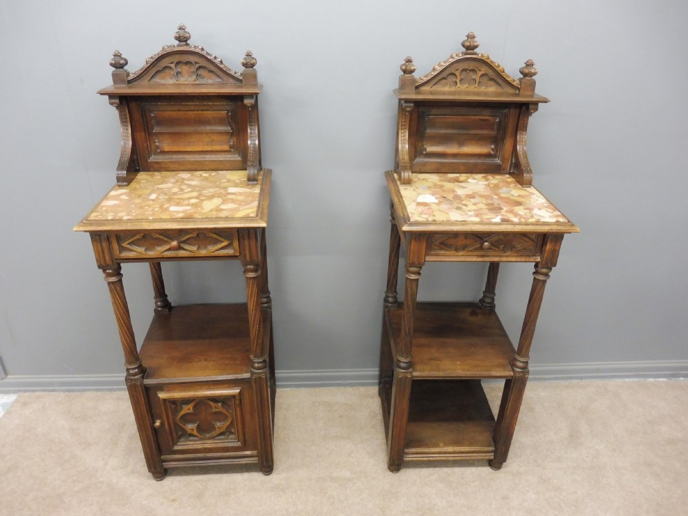 PAIR OF FRENCH MAHOGANY GOTHIC NIGHT STANDS View III