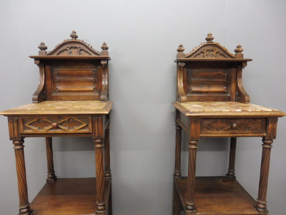 PAIR OF FRENCH MAHOGANY GOTHIC NIGHT STANDS View IV