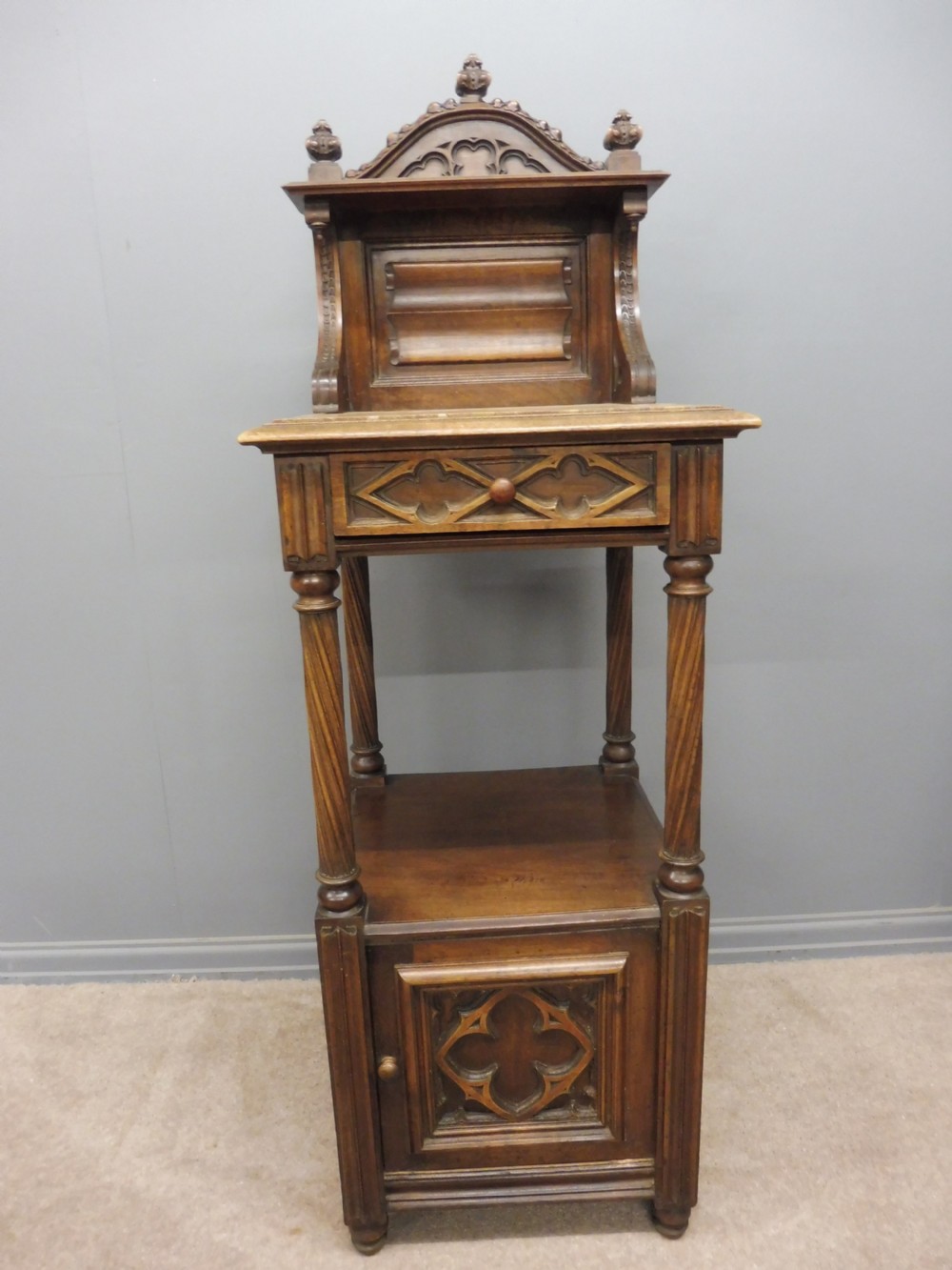 PAIR OF FRENCH MAHOGANY GOTHIC NIGHT STANDS View XII