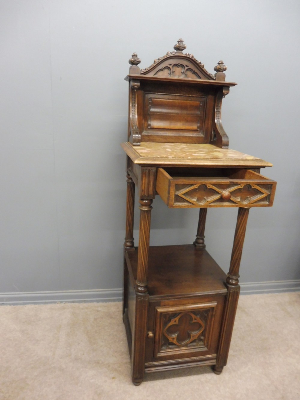 PAIR OF FRENCH MAHOGANY GOTHIC NIGHT STANDS View XIII