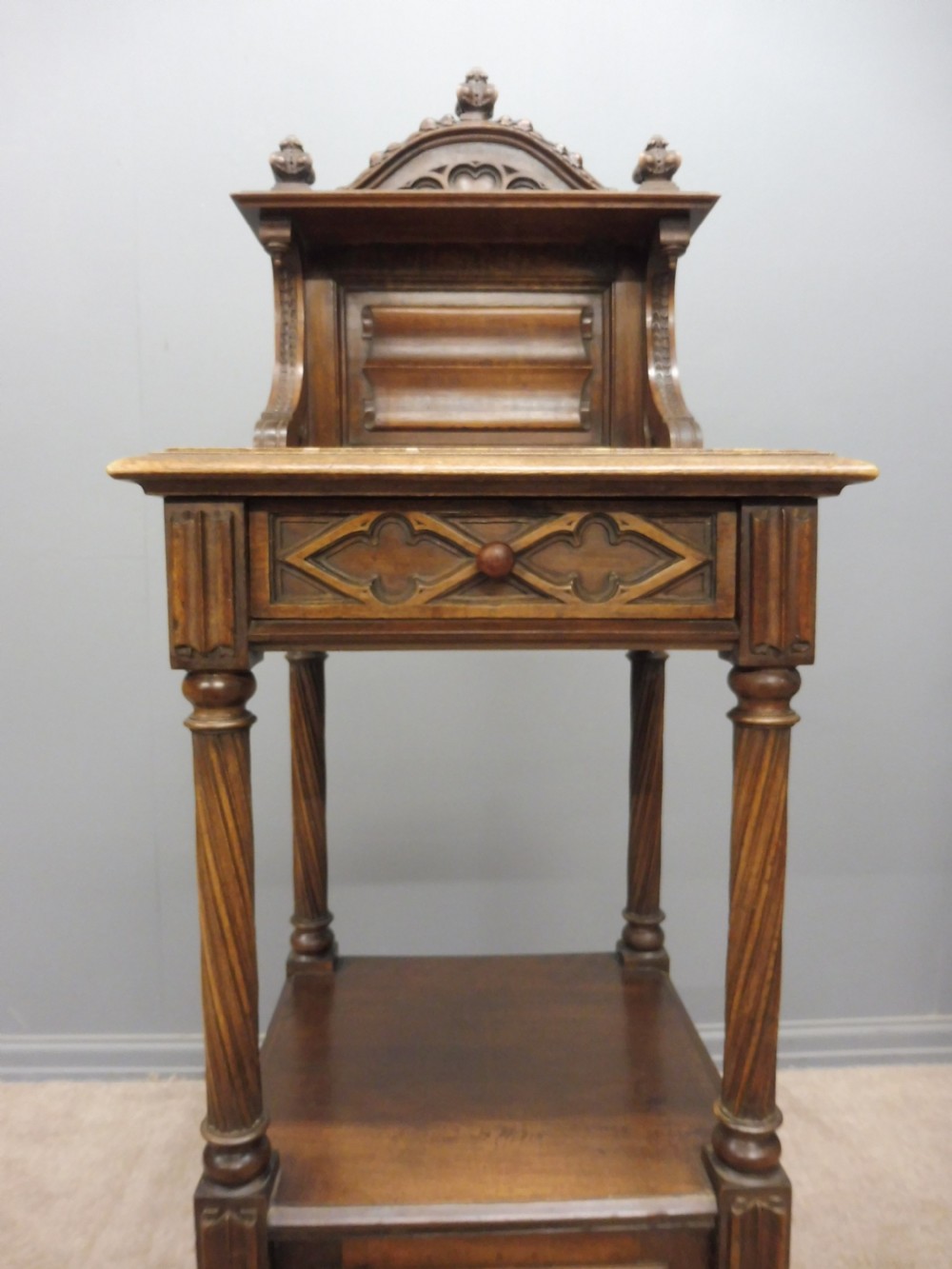PAIR OF FRENCH MAHOGANY GOTHIC NIGHT STANDS View XIX
