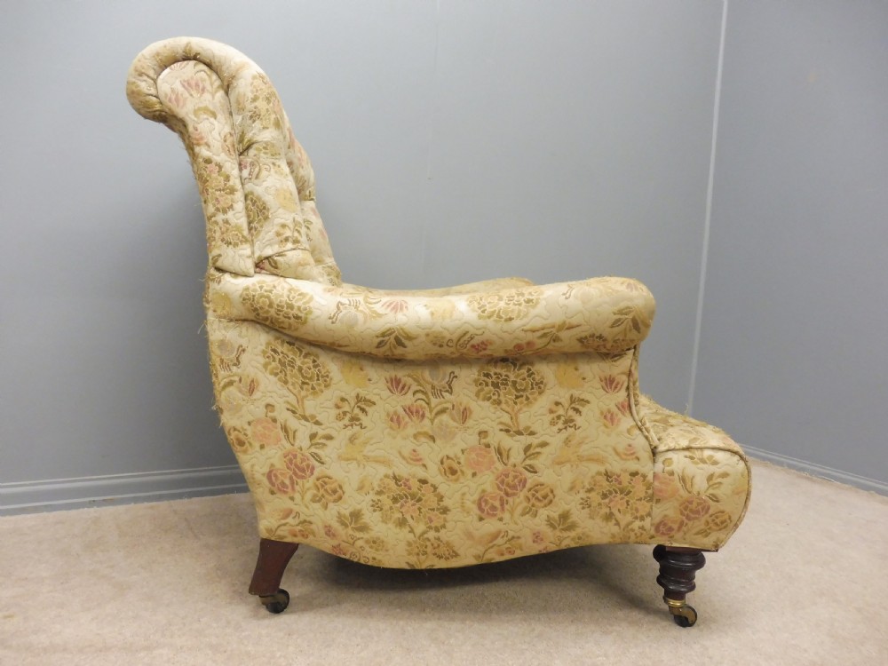VICTORIAN HOWARD STYLE LONG SEATED ARMCHAIR View II