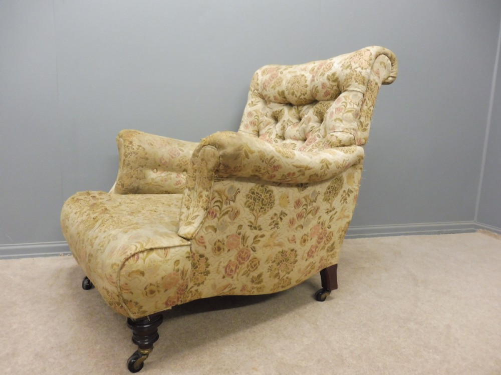 VICTORIAN HOWARD STYLE LONG SEATED ARMCHAIR View VII