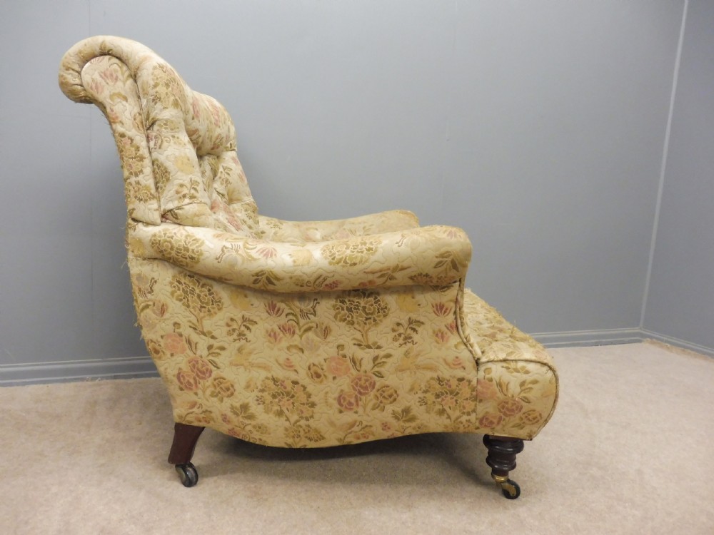 VICTORIAN HOWARD STYLE LONG SEATED ARMCHAIR View XI
