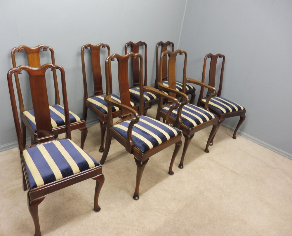SET OF 8 EDWARDIAN MAHOGANY QUEEN ANNE STYLE DINING CHAIRS CIRCA 1910  View II