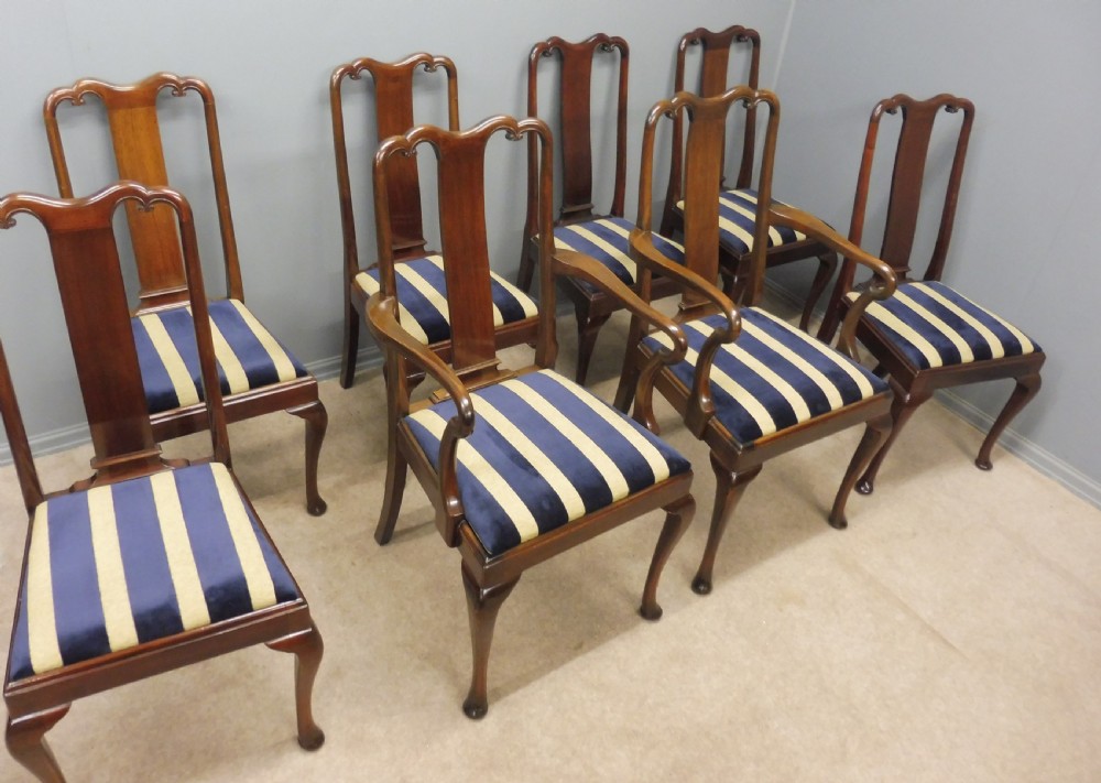 SET OF 8 EDWARDIAN MAHOGANY QUEEN ANNE STYLE DINING CHAIRS CIRCA 1910  View III