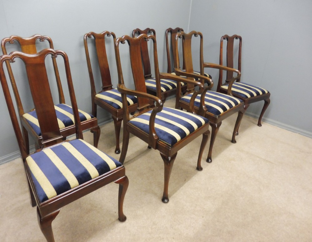 SET OF 8 EDWARDIAN MAHOGANY QUEEN ANNE STYLE DINING CHAIRS CIRCA 1910  View IV