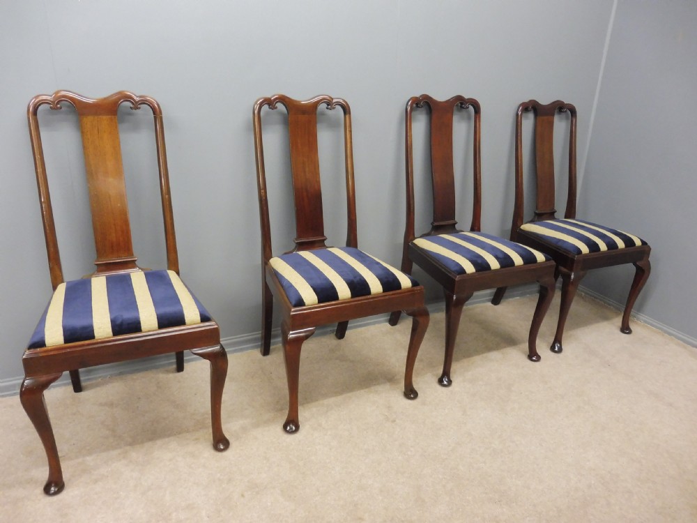 SET OF 8 EDWARDIAN MAHOGANY QUEEN ANNE STYLE DINING CHAIRS CIRCA 1910  View V