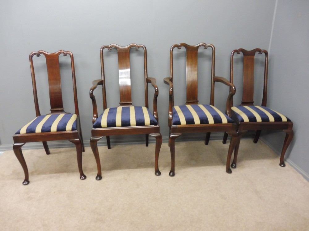 SET OF 8 EDWARDIAN MAHOGANY QUEEN ANNE STYLE DINING CHAIRS CIRCA 1910  View VI