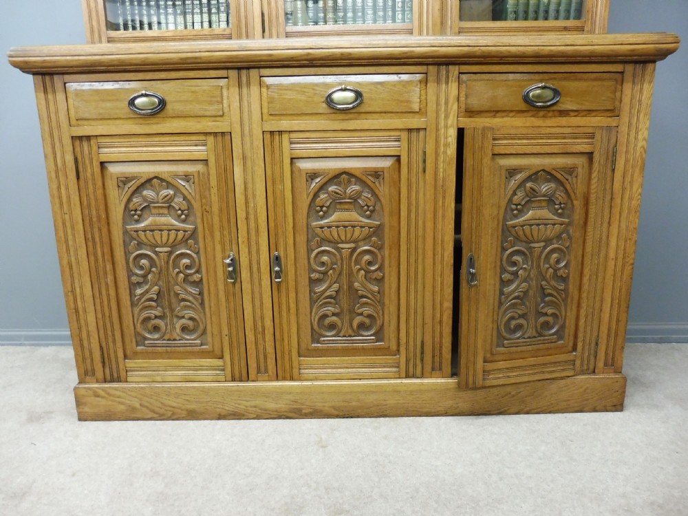 GOLDEN OAK EDWARDIAN LIBRARY BOOKCASE View IV