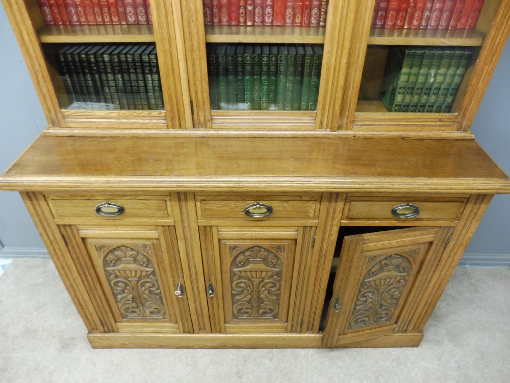 GOLDEN OAK EDWARDIAN LIBRARY BOOKCASE View V