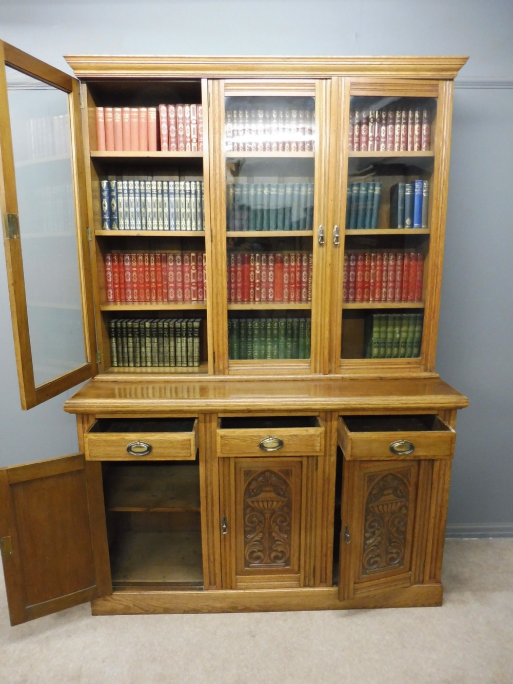 GOLDEN OAK EDWARDIAN LIBRARY BOOKCASE View VII
