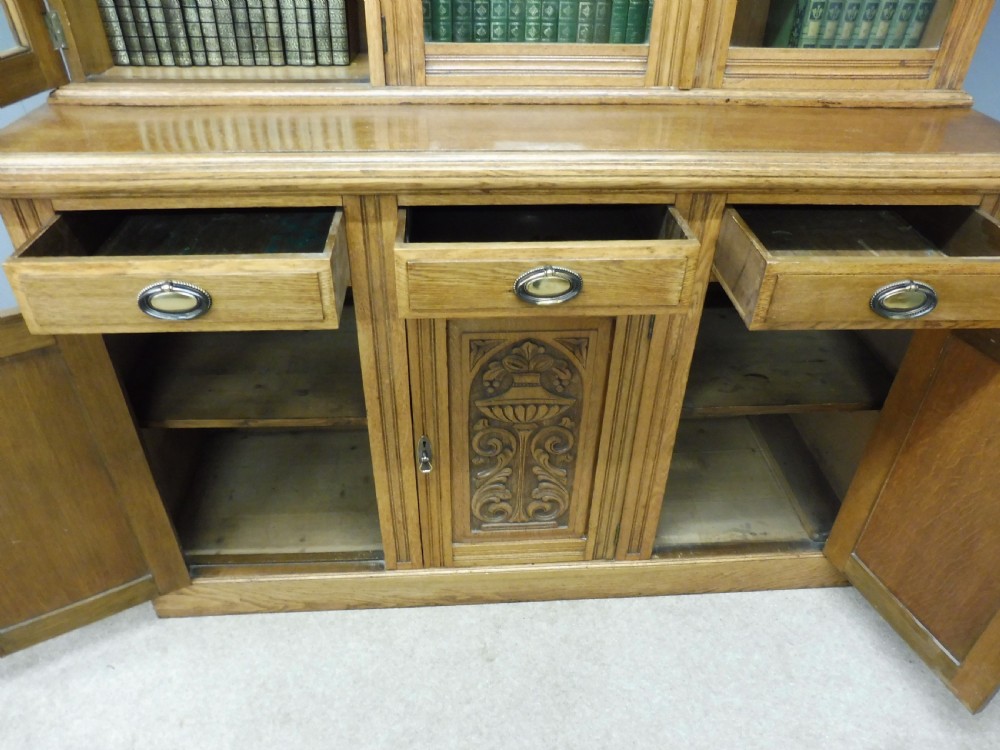 GOLDEN OAK EDWARDIAN LIBRARY BOOKCASE View VIII