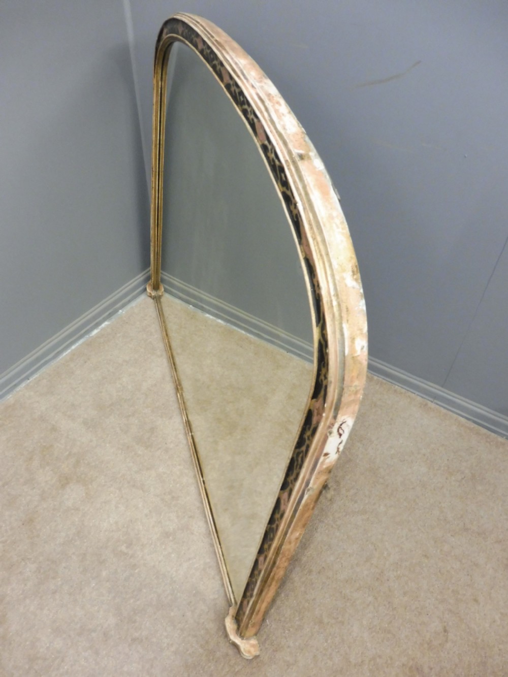 LARGE ANTIQUE VICTORIAN MIRROR IN ORIGINAL PAINTED FRAME View III