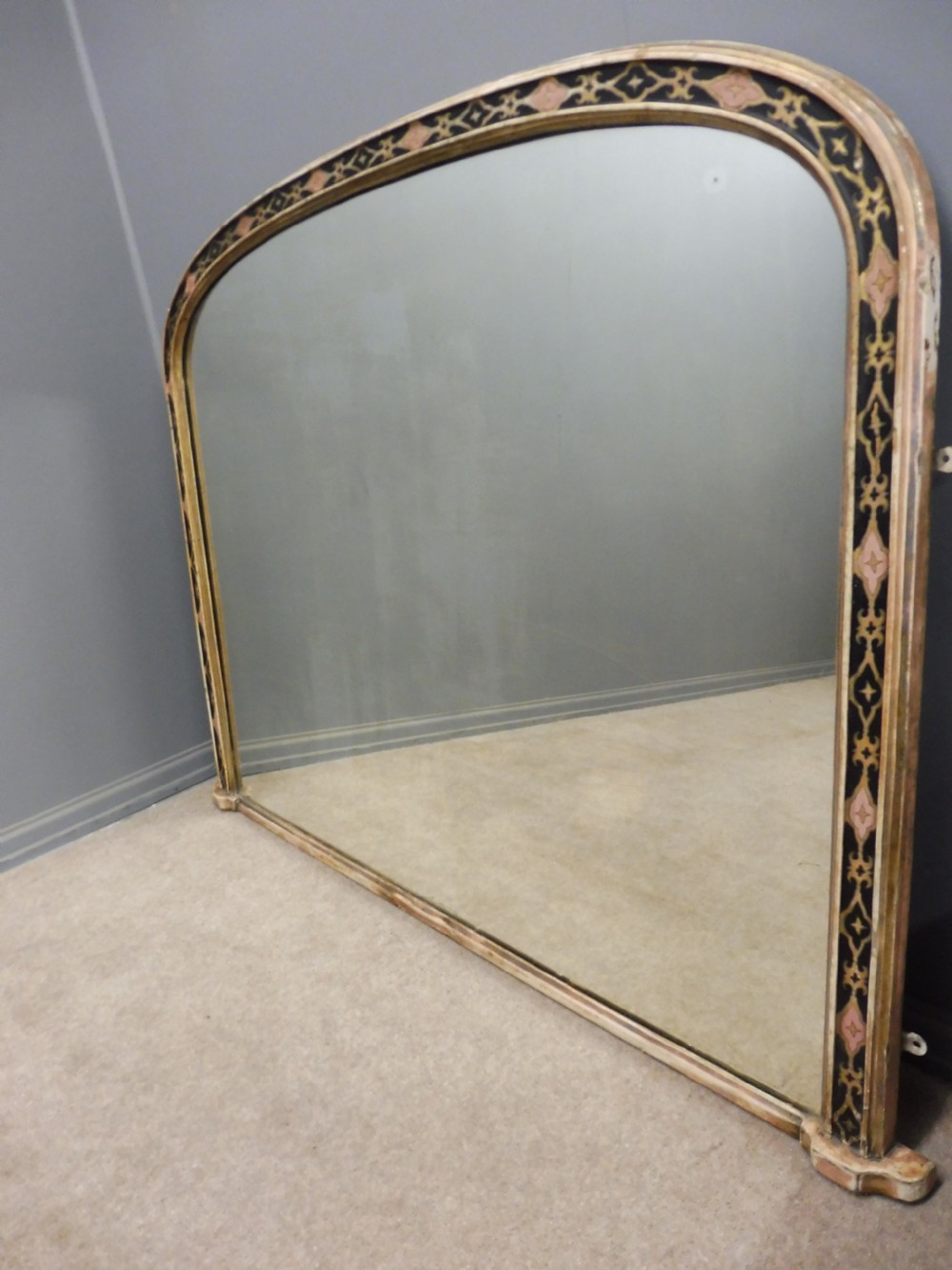 LARGE ANTIQUE VICTORIAN MIRROR IN ORIGINAL PAINTED FRAME View VIII