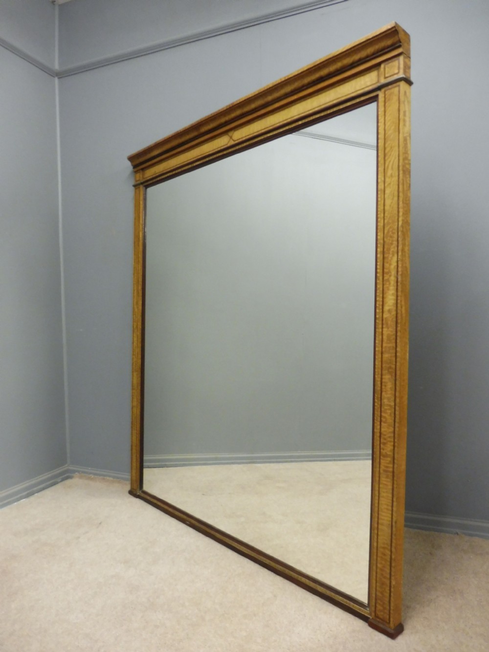 VERY LARGE RARE HUNGARIAN ASH FRAMED MIRROR View II