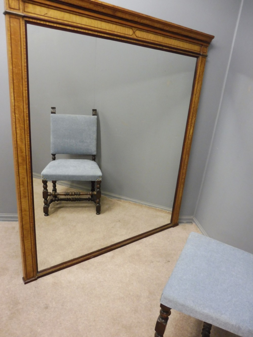 VERY LARGE RARE HUNGARIAN ASH FRAMED MIRROR View X