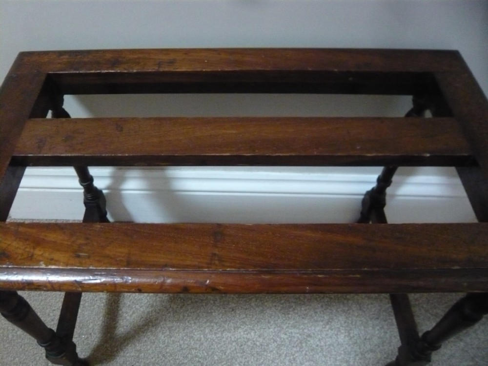 Victorian Mahogany Turned leg Luggage Rack Luggage Stand c1890 View IV