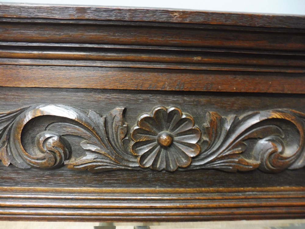 VICTORIAN CARVED OAK OVER MANTLE MIRROR View IX