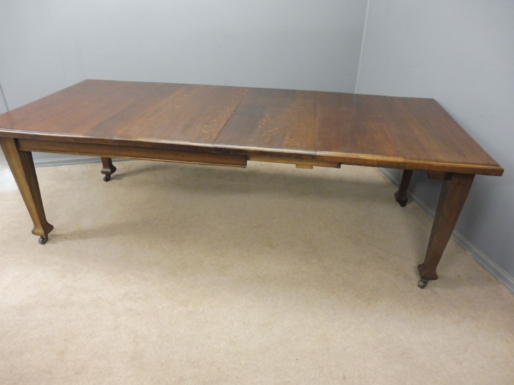 OAK ARTS AND CRAFTS EXTENDING DINING TABLE SEATS 10 View VIII