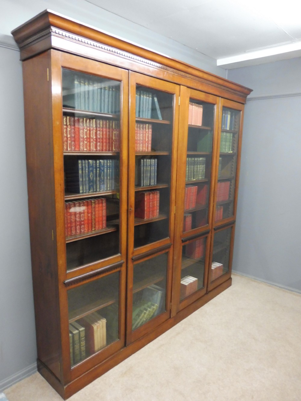 VERY LARGE VICTORIAN MAHOGANY GLAZED BOOKCASE View II