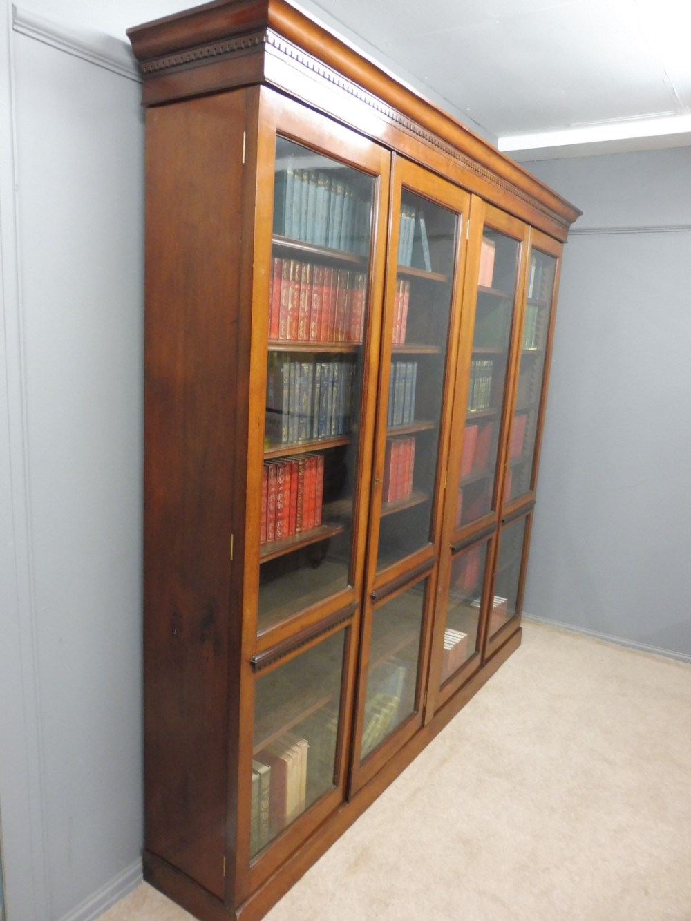 VERY LARGE VICTORIAN MAHOGANY GLAZED BOOKCASE View III