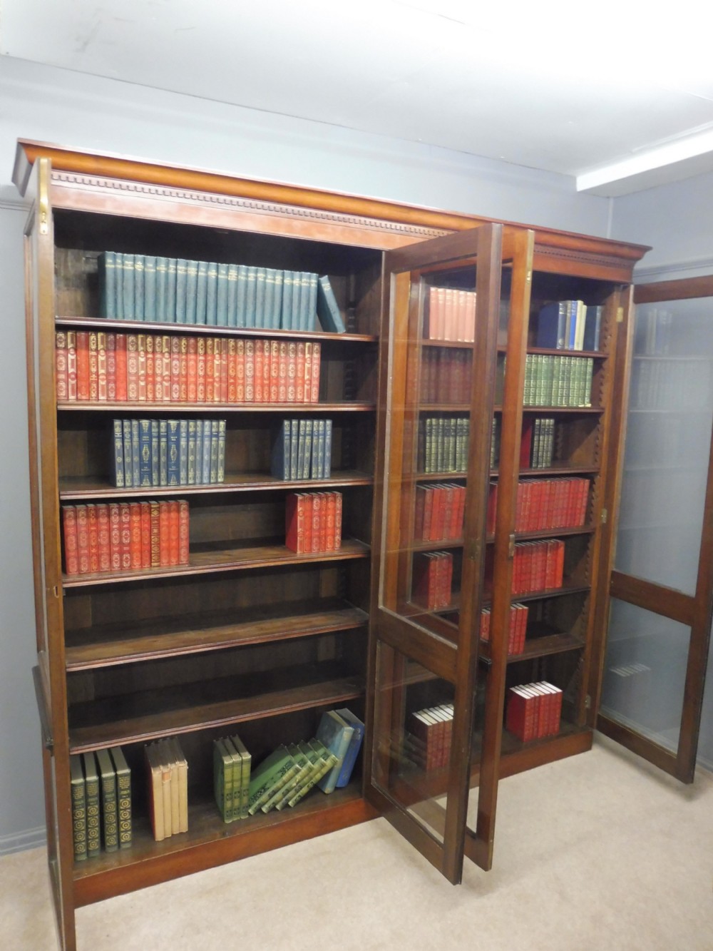 VERY LARGE VICTORIAN MAHOGANY GLAZED BOOKCASE View XIV