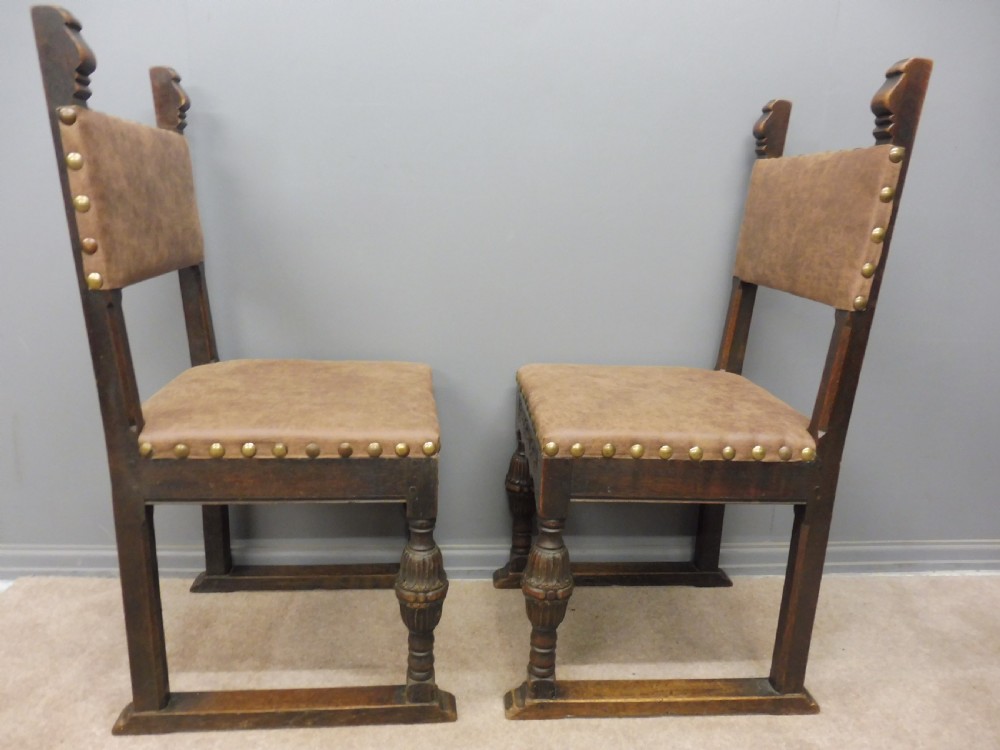 SIX  CARVED OAK BARONIAL STYLE DINING CHAIRS CIRCA 1900 View VII