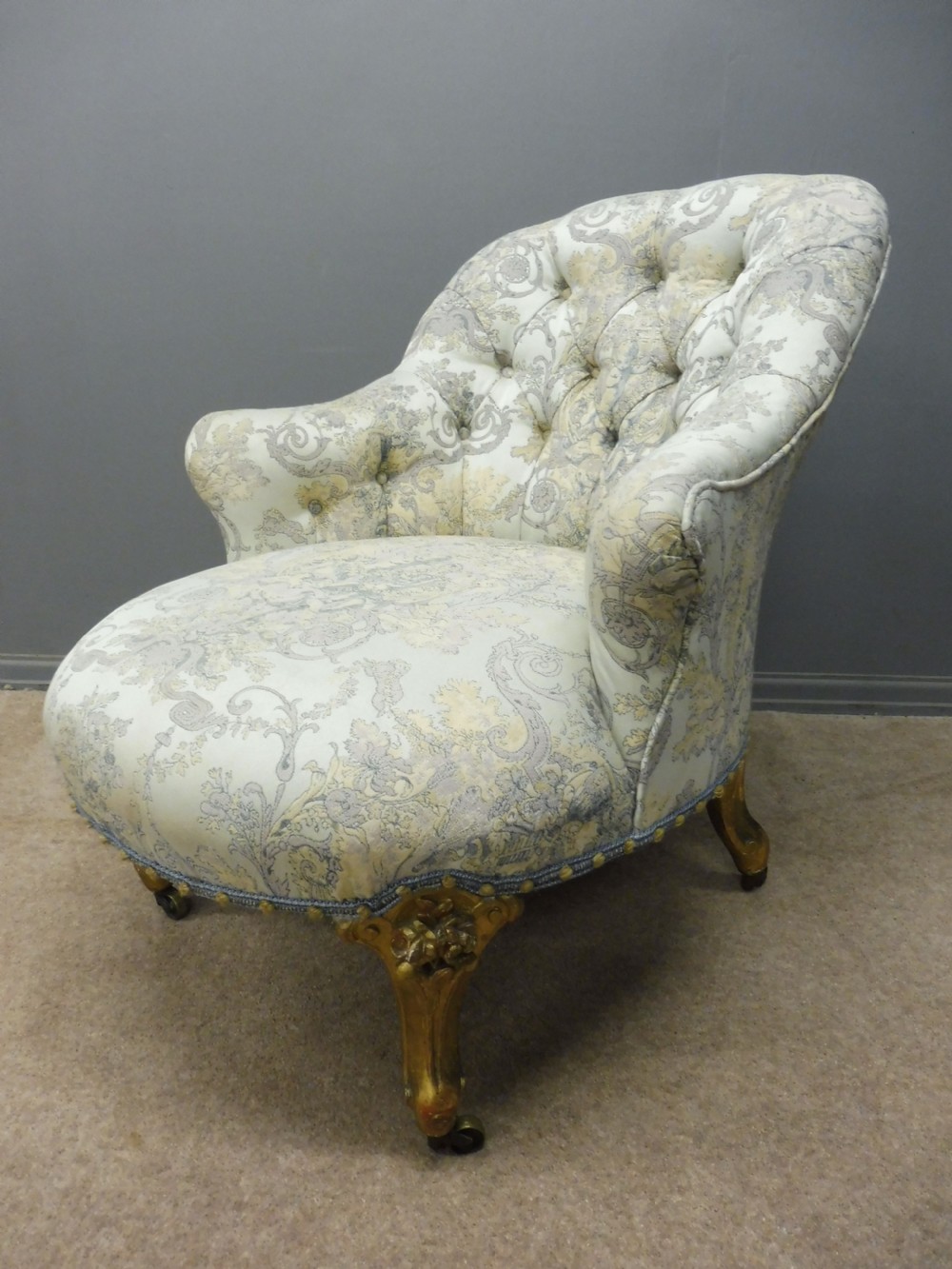 GILT LEGGED VICTORIAN BEDROOM CHAIR View X