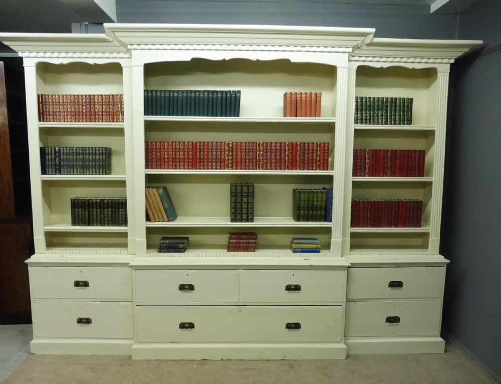 LARGE VICTORIAN PAINTED PINE BOOKCASE