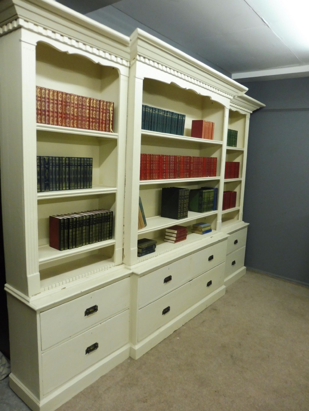 LARGE VICTORIAN PAINTED PINE BOOKCASE View II