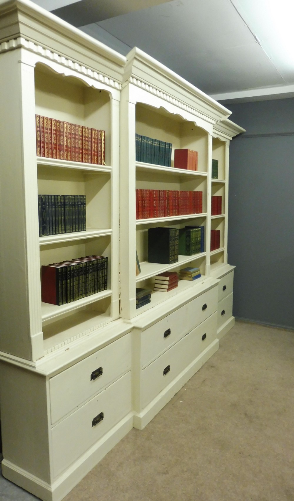 LARGE VICTORIAN PAINTED PINE BOOKCASE View III