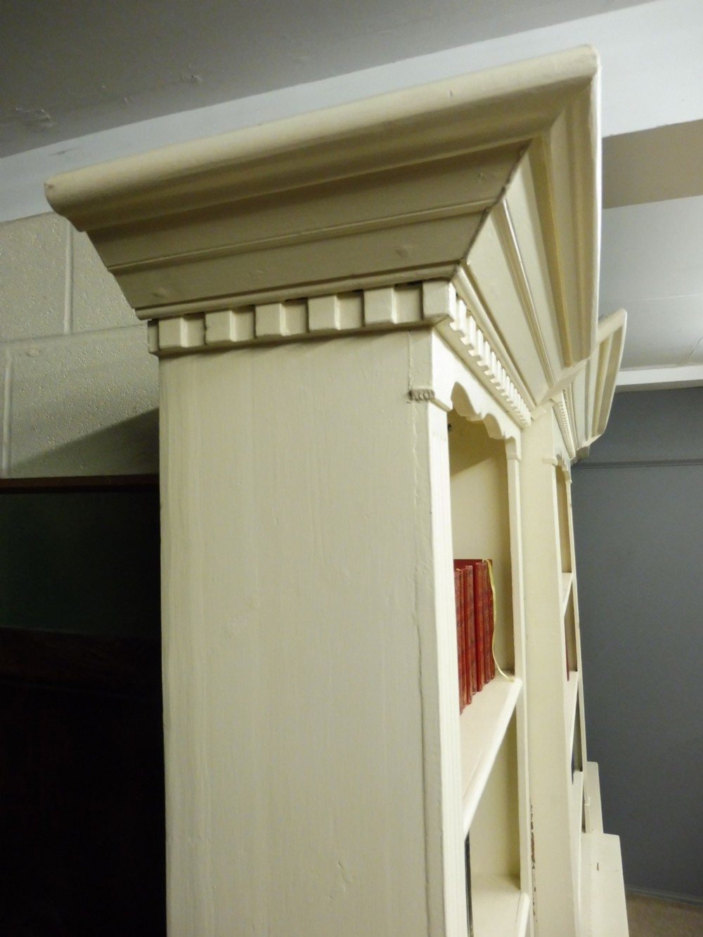 LARGE VICTORIAN PAINTED PINE BOOKCASE View XIII