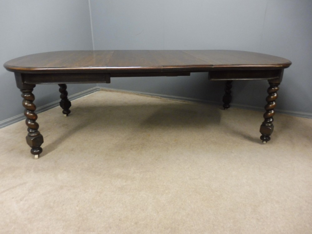VICTORIAN OAK TWIST LEG EXTENDING WIND OUT DINING TABLE View VI