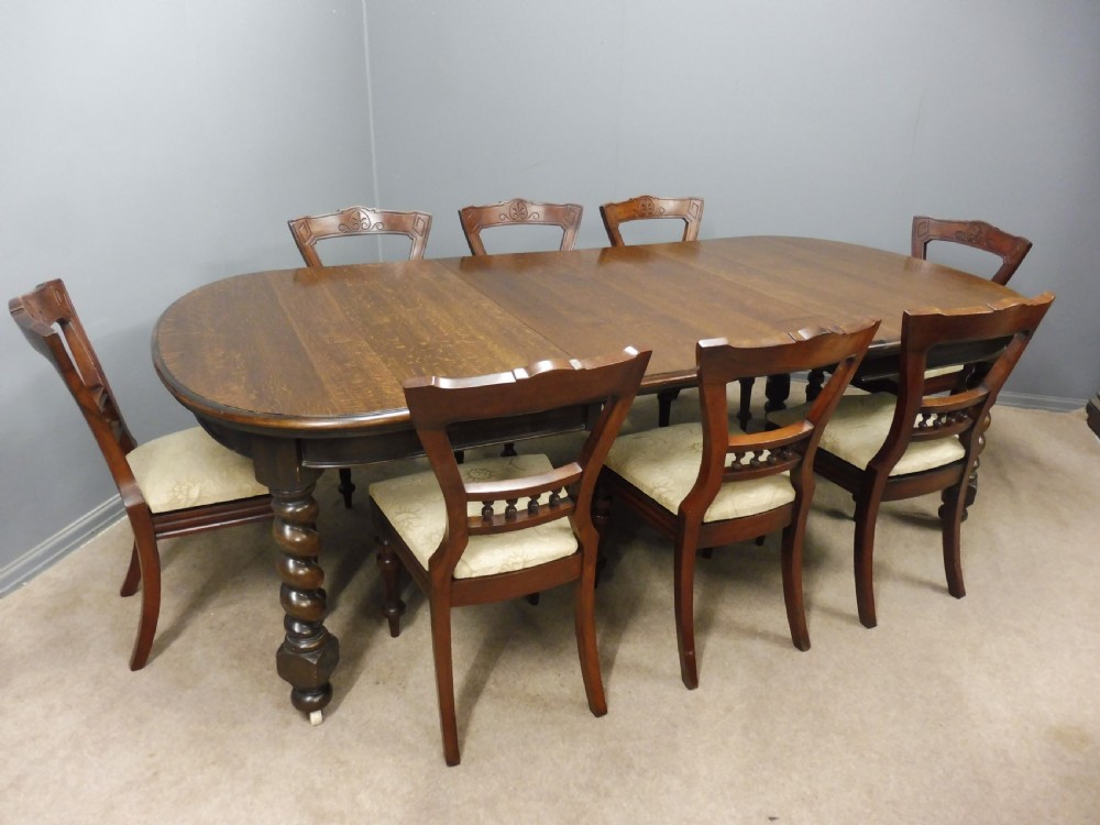 VICTORIAN OAK TWIST LEG EXTENDING WIND OUT DINING TABLE View XIII
