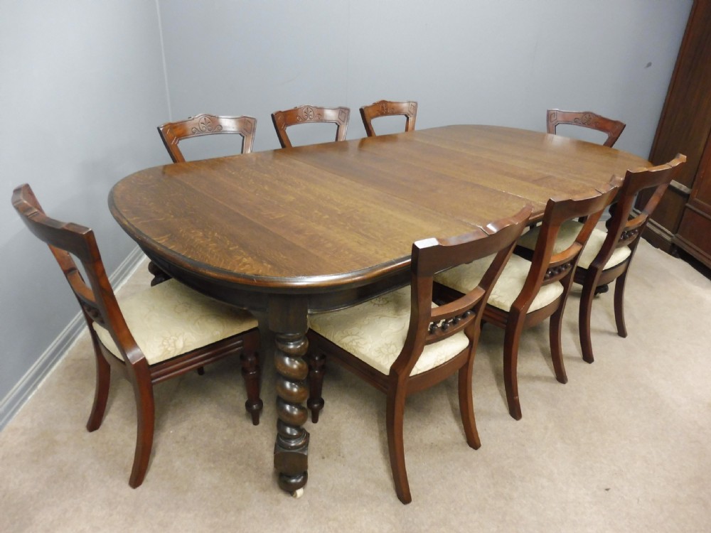 VICTORIAN OAK TWIST LEG EXTENDING WIND OUT DINING TABLE View XIV