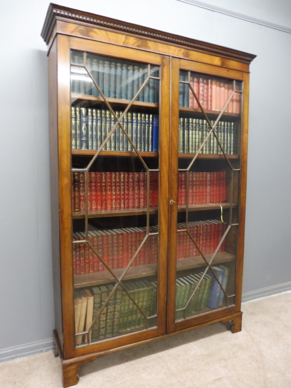 EDWARDIAN MAHOGANY GLASS FRONTED BOOKCASE View II