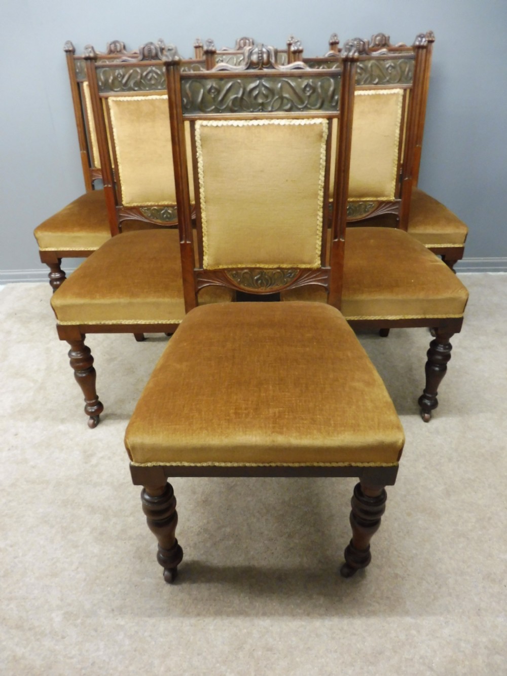 SET OF 6 WALNUT ARTS AND CRAFTS DINING CHAIRS View II