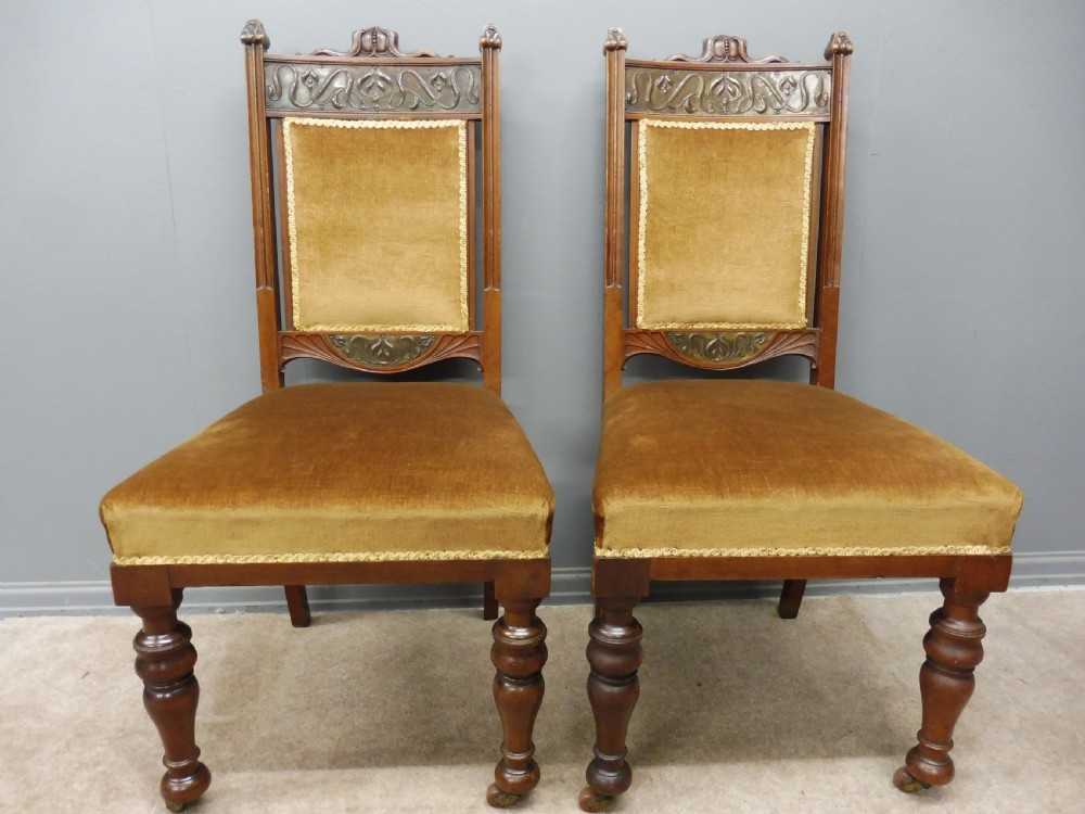 SET OF 6 WALNUT ARTS AND CRAFTS DINING CHAIRS View III