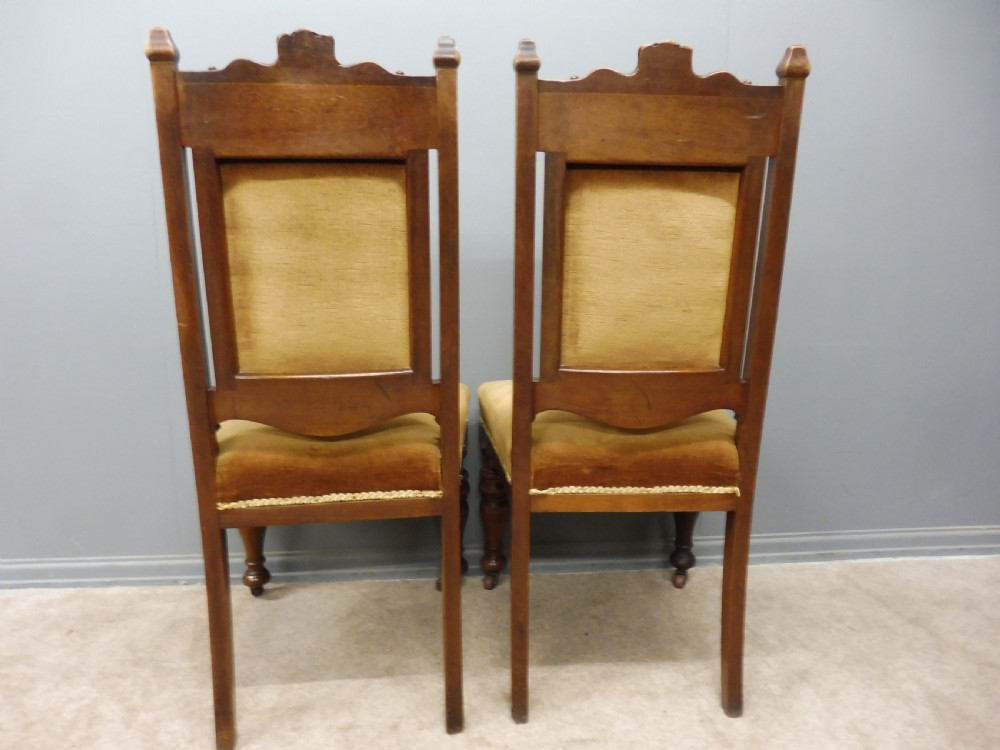 SET OF 6 WALNUT ARTS AND CRAFTS DINING CHAIRS View V