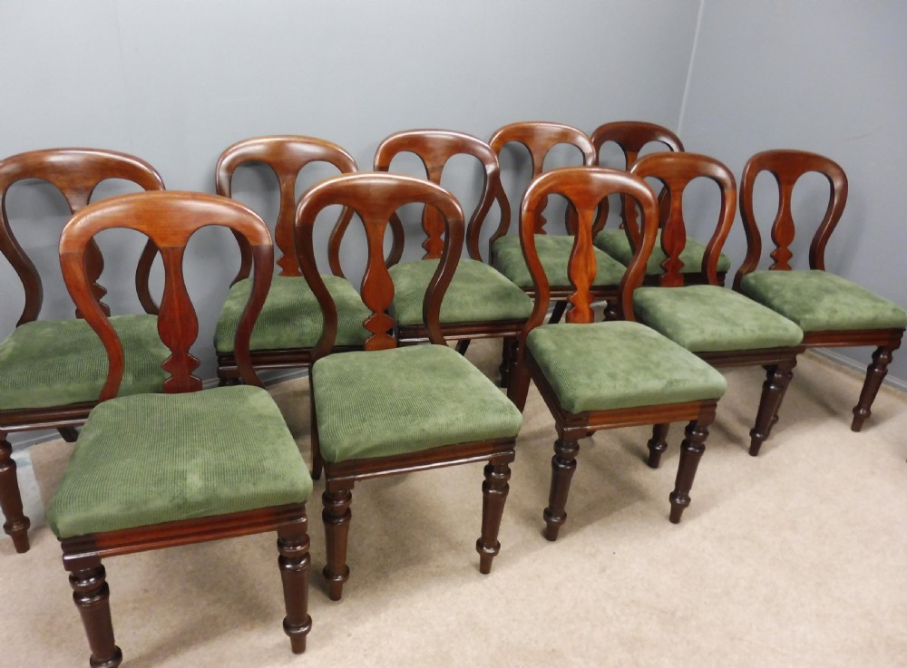 SET OF TEN VICTORIAN BALLOON BACK DINING CHAIR 