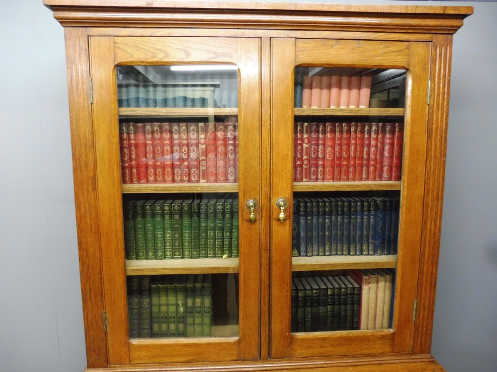 ANTIQUE OAK BOOKCASE ON CHEST CIRCA 1900 View V