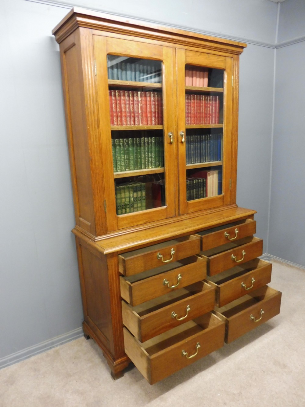 ANTIQUE OAK BOOKCASE ON CHEST CIRCA 1900 View VII