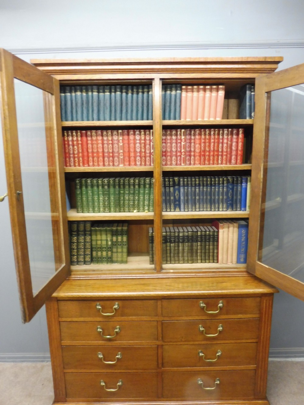 ANTIQUE OAK BOOKCASE ON CHEST CIRCA 1900 View VIII