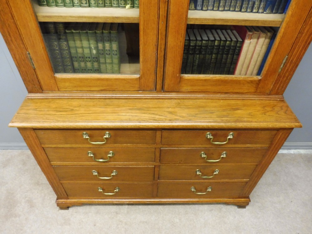 ANTIQUE OAK BOOKCASE ON CHEST CIRCA 1900 View XI