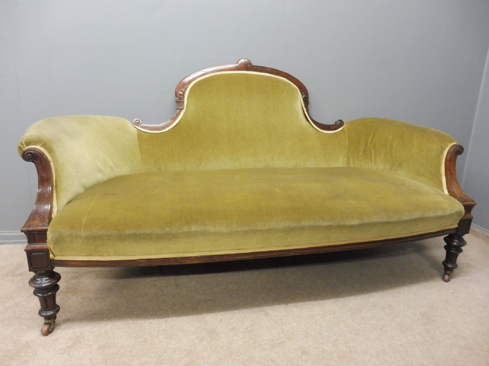 ANTIQUE VICTORIAN ROSEWOOD SHOWFRAME SOFA 