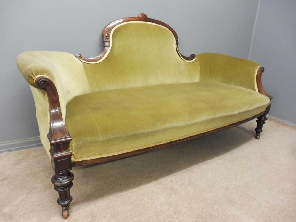 ANTIQUE VICTORIAN ROSEWOOD SHOWFRAME SOFA  View II